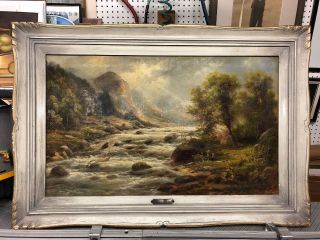 Antique Oil Painting Signed Listed European Landscape Signed A.  Bertold 20x33”