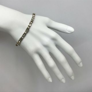 14k Gold Cz Tennis Bracelet 9 Carats Of Cubic Zirconia Round & Baguette 13 Grams