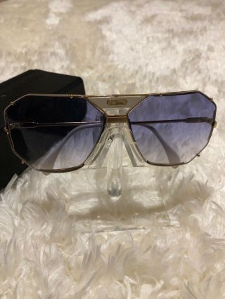 Cazal Authentic Vintage Gold/white Sunglasses W/gray Gradient Lenses 905 332