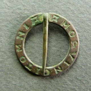 French Copper Ring Fede Wedding Annular Brooch - 14th - 15th C.  Amor Vincit Omnia