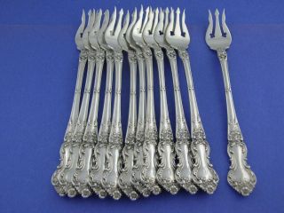 12 Sterling Watson Cocktail / Oyster Forks Meadow Rose