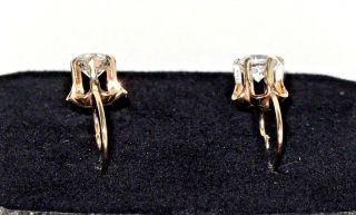 c.  1910 EXQUISITE EDWARDIAN 14k GOLD WHITE SAPPHIRE 1/2 Ct RARE HUGGIE EARRINGS 10