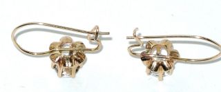 c.  1910 EXQUISITE EDWARDIAN 14k GOLD WHITE SAPPHIRE 1/2 Ct RARE HUGGIE EARRINGS 8