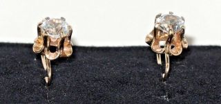 c.  1910 EXQUISITE EDWARDIAN 14k GOLD WHITE SAPPHIRE 1/2 Ct RARE HUGGIE EARRINGS 9
