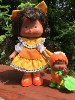 Vintage Strawberry Shortcake Orange Blossom Berrykin Doll And Critter