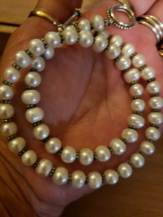 STEPHEN DWECK PEARL STERLING NECKLACE Signed 5