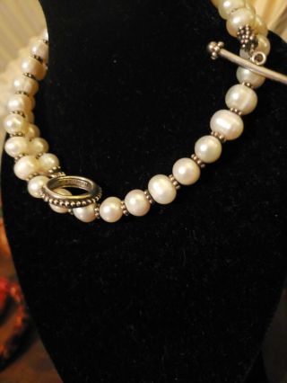 STEPHEN DWECK PEARL STERLING NECKLACE Signed 7