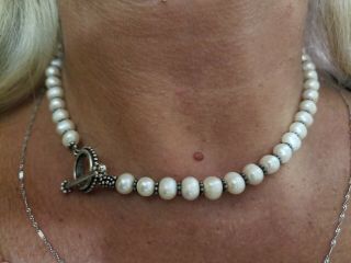 STEPHEN DWECK PEARL STERLING NECKLACE Signed 8