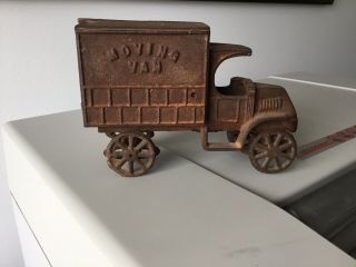 Antique Cast Iron Toy Truck 6,  ”moving Van 1920,  S