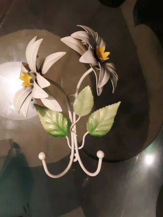 Vintage Italian Tole White Daisy Flower Hook
