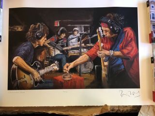 Signed Rare Lithograph Art Rolling Stones Ronnie Wood Signed/conversation Piece
