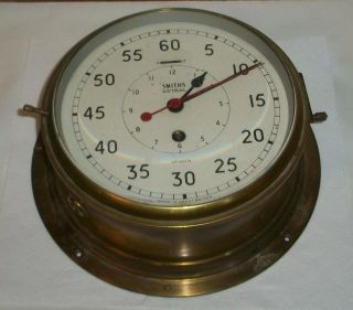Vintage Smiths Astral Bulkhead Solid Brass Ship Clock 7 Jewels 8 Day Movement