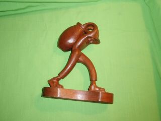 VINTAGE HAND CARVED WOOD FIGURINE OF MAN WITH BASKET BY J PINAL FROM MEXICO 4
