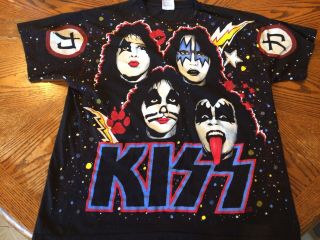 Kiss Vintage 1992 Winterland Rock Express All Over Print T - Shirt Size Xl Rare