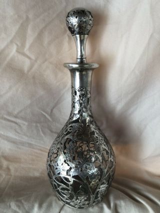 Stunning 1875 - 1900 Art Nouveau Gorham Sterling Silver Glass Wine Decanter 120,