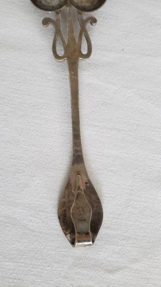 Antique Arts & Crafts sterling silver heart shaped spoon Wm Wise & Son hamered 3