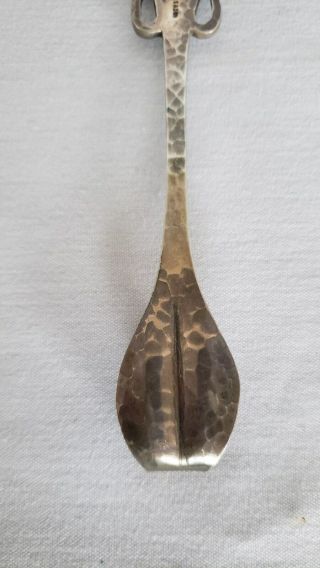 Antique Arts & Crafts sterling silver heart shaped spoon Wm Wise & Son hamered 8