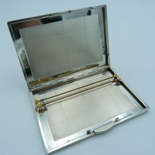 Extraordinary Large Art Deco Silver Cigarette Case - Fine Grill Inside And Out