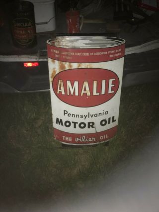 Antique Amalie Double Sided Metal Oil Sign