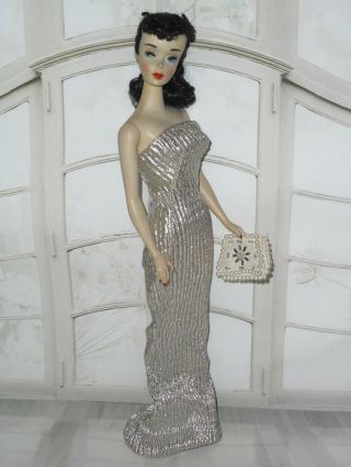 Vintage Barbie CLONE PREMIER PEARL PURSE HM SILVER SHEATH GOWN & GALA LONG CAPE 4