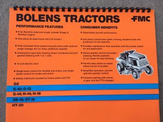 Bolens Tractor FMC Brochure Display G Series QT QS H Vintage Mower 2