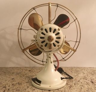 Antique vintage restored 1915 12” GE ELECTRIC FAN brass blade and cage 3