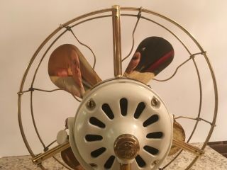 Antique vintage restored 1915 12” GE ELECTRIC FAN brass blade and cage 9