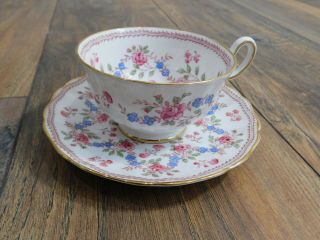 Vintage Grosvenor Bone China Floral Teacup And Saucer Set England