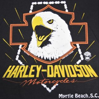 Vtg Xl 1984 Paper Thing 50/50 Black Harley Davidson T - Shirt By Roach Eagle Chain