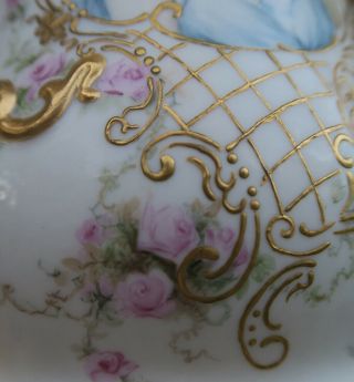 Belleek Antique Porcelain gilt Enameled vase Portrait Rose Lady cherub by NELSON 7