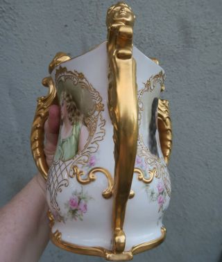 Belleek Antique Porcelain gilt Enameled vase Portrait Rose Lady cherub by NELSON 9