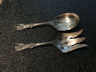 Reed & Barton Francis 1 Large Sterling Silver Salad Servers 9 3/8” Long 9.  3 Ozt
