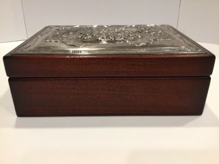 Carrs Of Sheffield Mahogany Jewelry Box With Sterling Silver Lid. 2