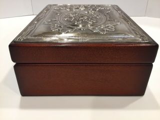 Carrs Of Sheffield Mahogany Jewelry Box With Sterling Silver Lid. 4