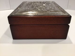Carrs Of Sheffield Mahogany Jewelry Box With Sterling Silver Lid. 5
