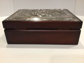 Carrs Of Sheffield Mahogany Jewelry Box With Sterling Silver Lid. 6