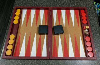 Vintage Bakelite/catalin Backgammon Set - 1.  75 " Red & Butterscotch Checkers