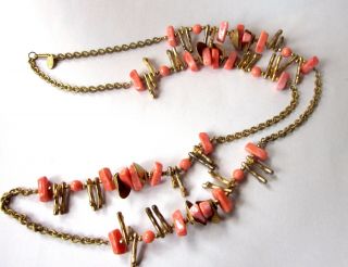 Vtg 1950s Miriam Haskell Gold Tone Faux Coral Beach Sea Shell Full Parure Set 6