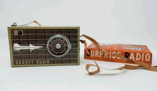 Vintage Surprise Radio - Tin Litho - Japan 1950s - Gag Toy - Mcm - Old Stock