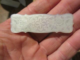 Antique Chinese Mother Of Pearl Carved Gaming Counter Floral
