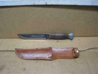 Vintage Wwii Era Pal Rh 36 Hunting / Combat Knife W/ Leather Sheath