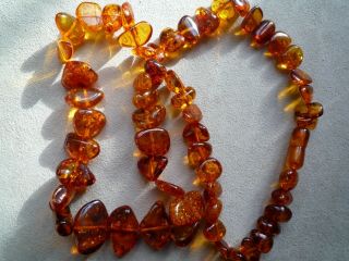 Vintage Natural Large Baltic Amber Beads Necklace Amber Clasp 47g,  24 "