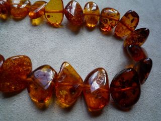 Vintage Natural Large Baltic Amber Beads Necklace Amber Clasp 47g,  24 