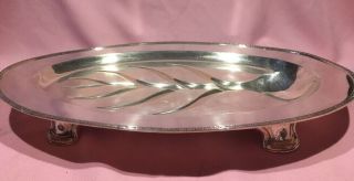 Antique 18 - 1/4 " Large Silver Plate Turkey Serving Footed Tray Platter Infinity