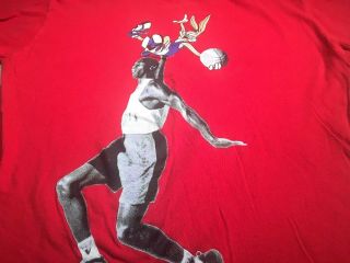 Vintage Nike Jordan Hare Air Jordan Bugs Bunny Looney Tunes Large Shirt 1991 Red