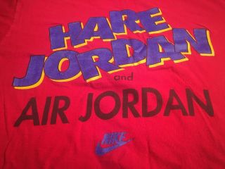 Vintage Nike Jordan Hare Air Jordan Bugs Bunny Looney Tunes Large Shirt 1991 Red 2