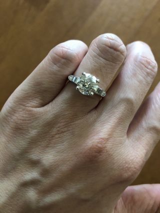 2.  70 Carat Platinum Vintage Diamond Engagement Ring Size - 6
