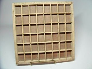 Vtg Wooden Printers Tray Drawer Shadow Box Small 48 Sections 12.  5 X 12.  5 X 1 "