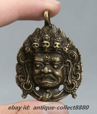 51mm Curio Chinese Bronze Tantra Buddhism Mahakala Wrathful Deity Amulet Pendant