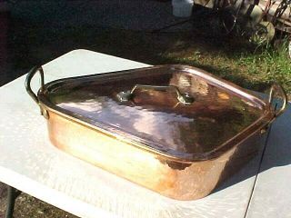 Antique Villedieu France Hammered Copper Turbotiere Fish Pan Pot French